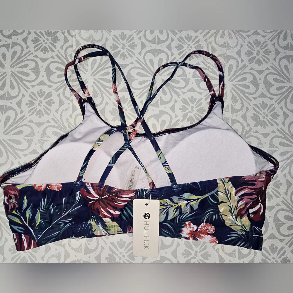 NWT Holipick Tropical Floral Bikini Top – Size L - Picture 5 of 8